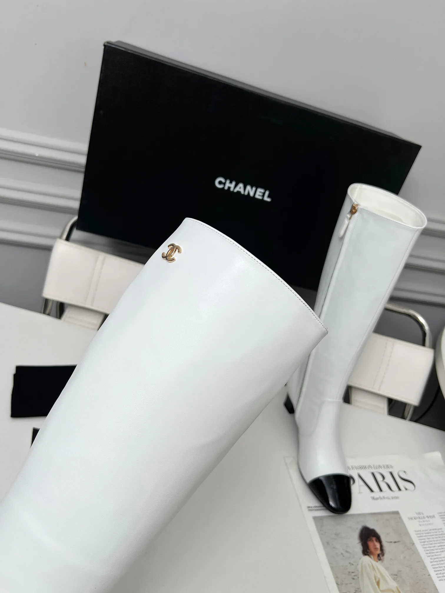👟👟Ex-factory price 700👟👟 Genuine leather sole +30 Chanel/Chanel double C high-heeled fashion boots, fabric: Xiaoxiang special cowhide:, lining: sheepskin; color: black, white; apricot; code number: 5-40 (customized 41, non-refundable), 16-inch high boots
